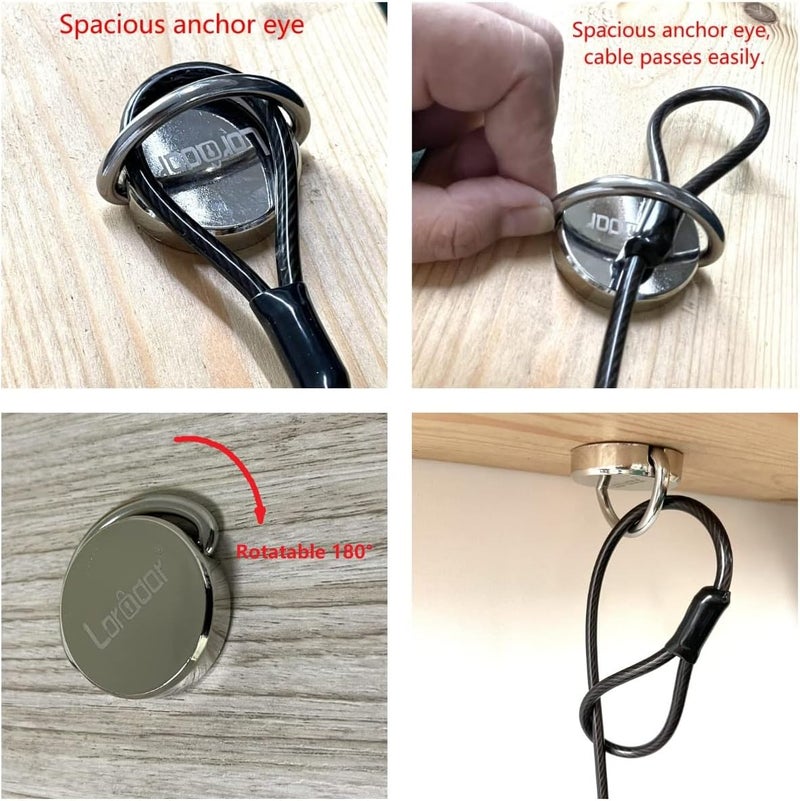 LORADAR Stainless Steel Security Anchor Base Plate,Desk Mount Anchor D Ring Hooks for Cable Locks (1 Pack) - Image 4